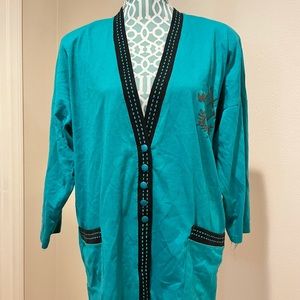 Superline of California Vintage Teal Cardigan